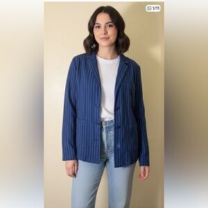 NWT Hollister I Love H81 Blue Pinstripe Jacket - Size L
